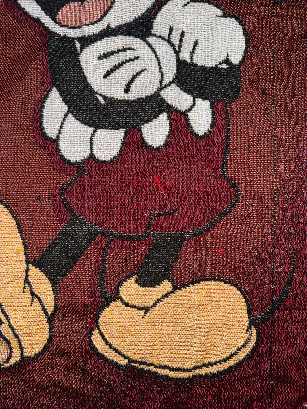 Disney Mickey Mouse Burgundy and Gold Woven Throw Blanket